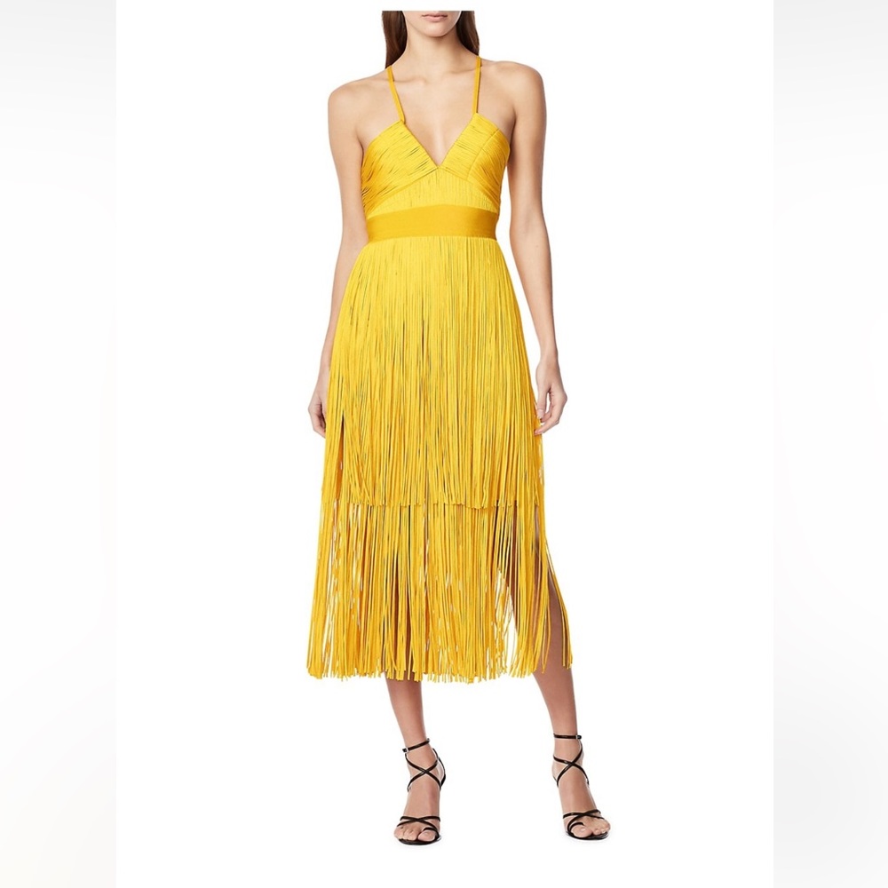 Hervé Léger Knit Fringe Midi-Dress XXS